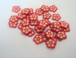 lot 25 tranches fimo fleurs rouge